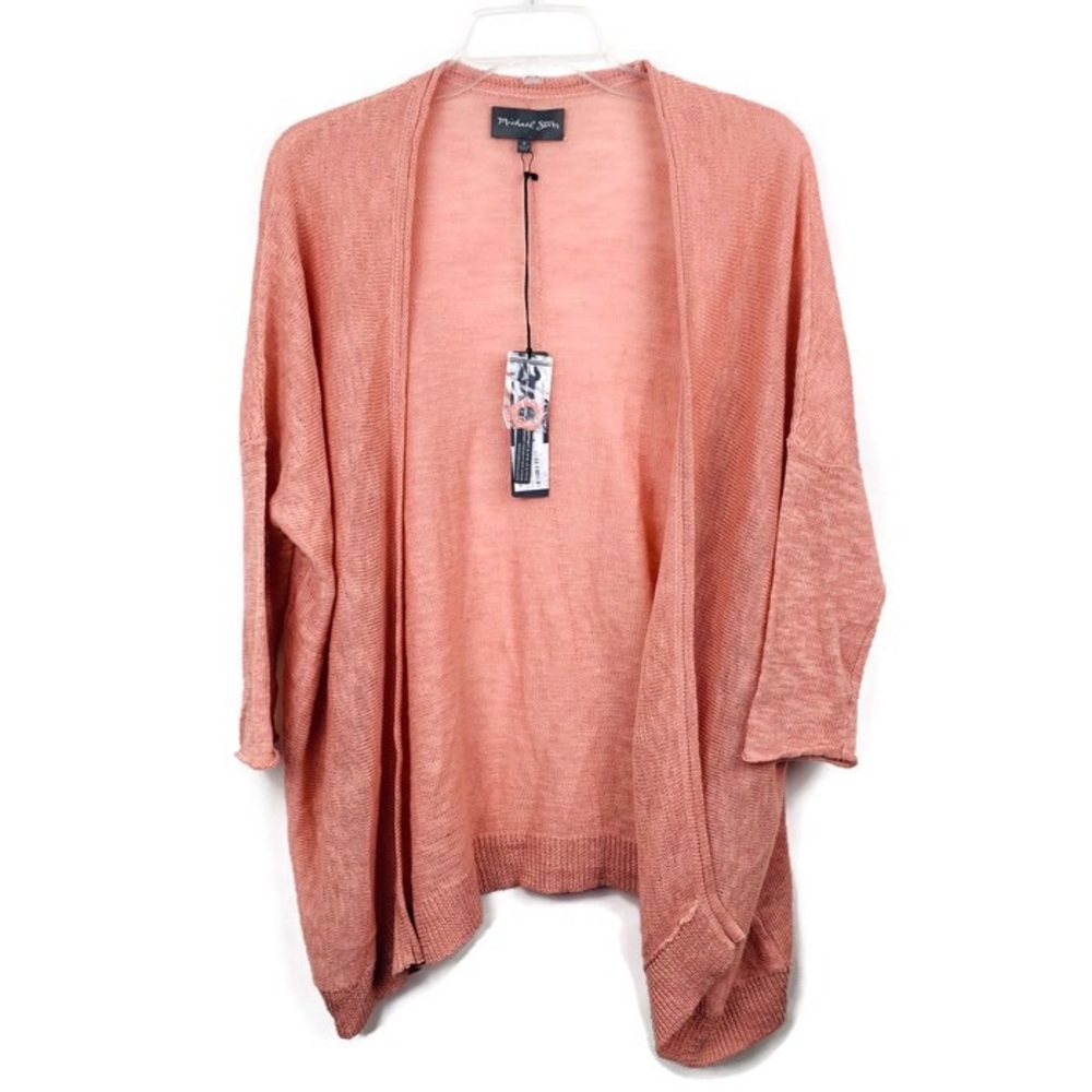 Michael Stars Coral Sherbet Cardigan M Linen Bl